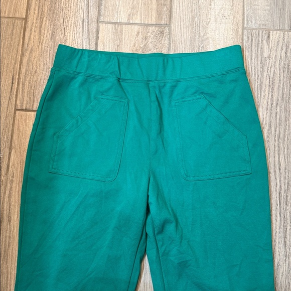 Anthropologie Maeve Pull On Knit Split Hem Flare pants Green Medium - Picture 4 of 10